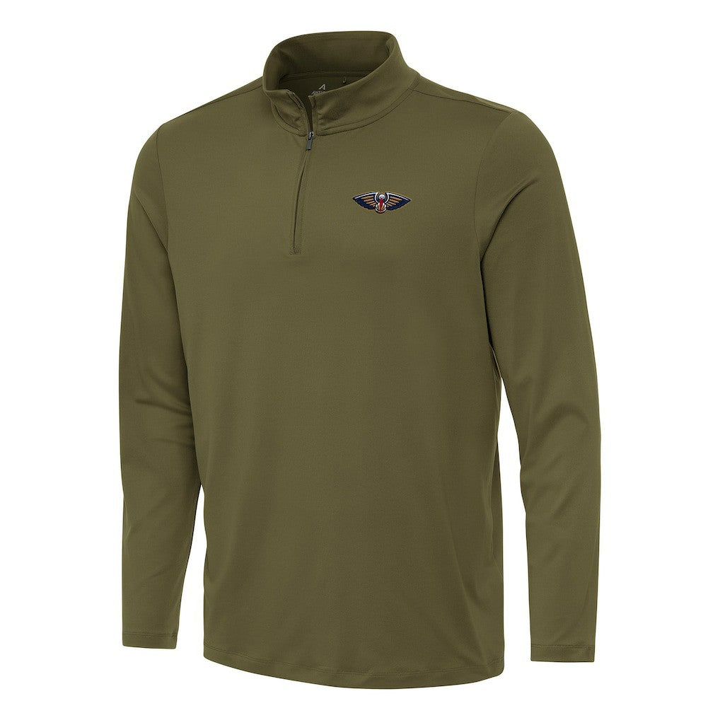 New Orleans Pelicans Antigua Reprocess Quarter-Zip Top - Olive on sale