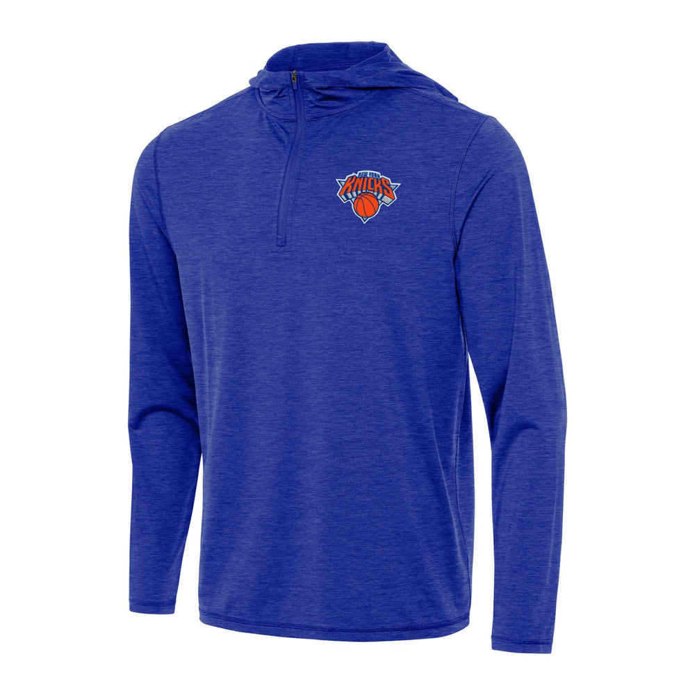 New York Knicks Antigua Tidy Quarter-Zip Hoodie - Heather Royal shop