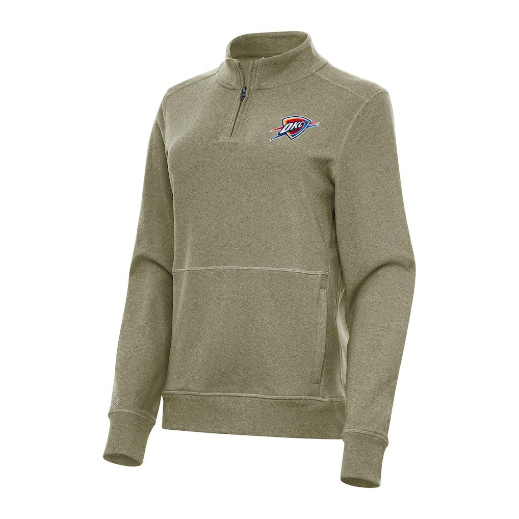 Oklahoma City Thunder Antigua Women's Crush Quarter-Zip Fleece Sweatshirt - Olive sale
