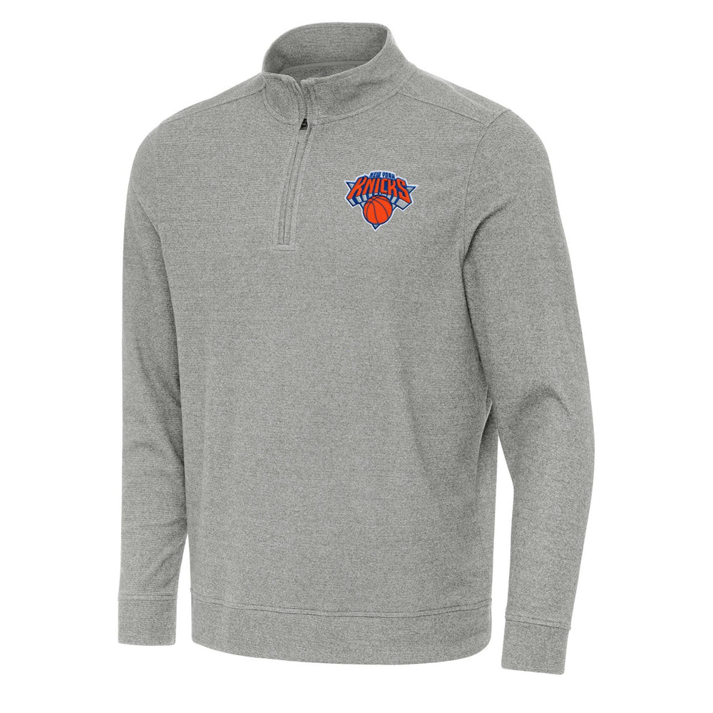 New York Knicks Antigua Subtle Quarter-Zip Sweatshirt - Heather Gray shop