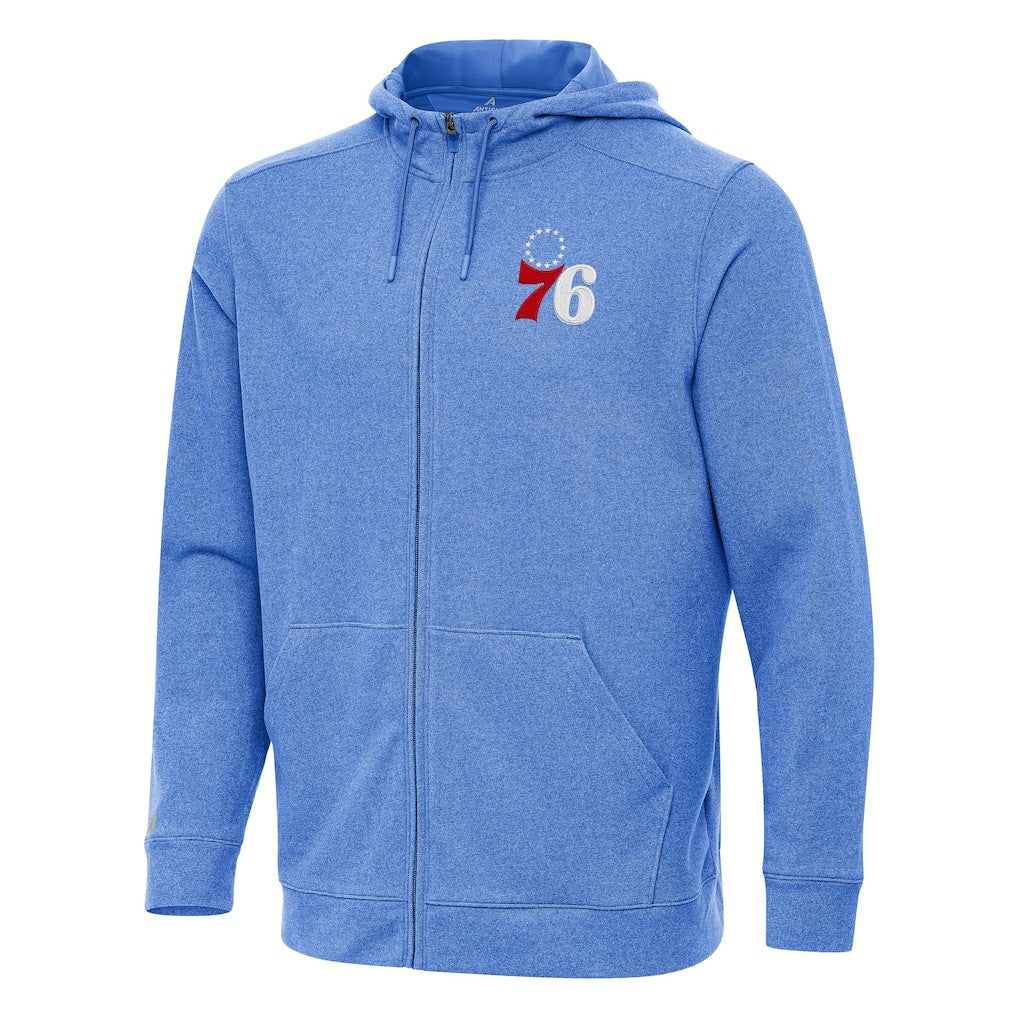 Philadelphia 76ers Antigua Effortless Full-Zip Hoodie Jacket - Heather Royal sale