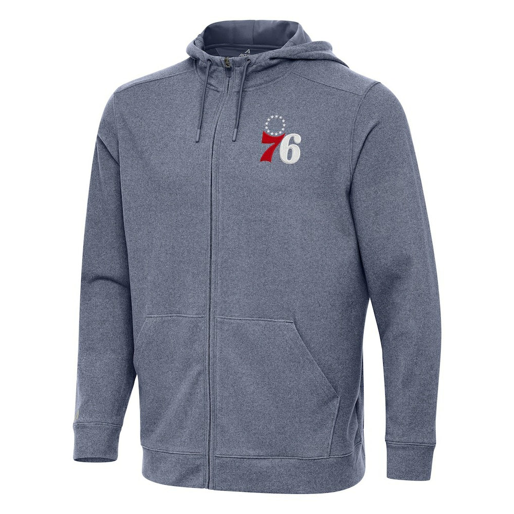Philadelphia 76ers Antigua Effortless Full-Zip Hoodie Jacket - Heather Navy cheap
