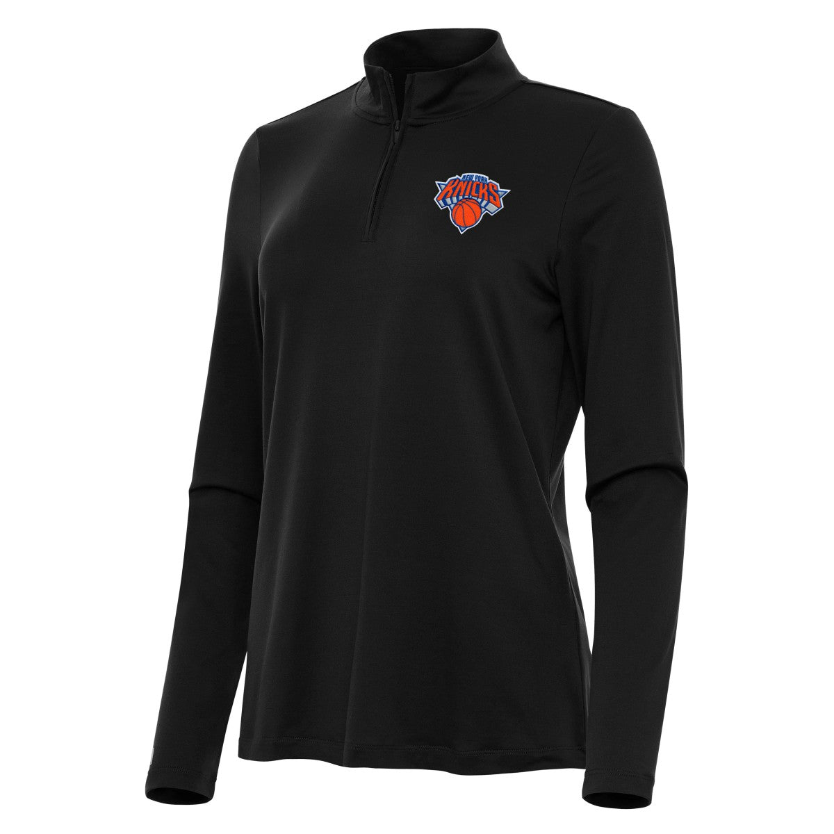 New York Knicks Antigua Women's Reprocess Quarter-Zip Top - Black for sale