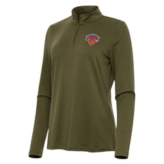 New York Knicks Antigua Women's Reprocess Quarter-Zip Top - Olive discount