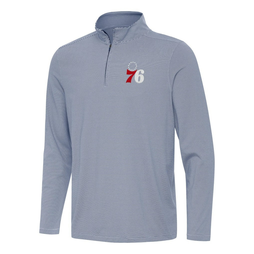 Philadelphia 76ers Antigua Twine Quarter-Zip Top - Navy on sale