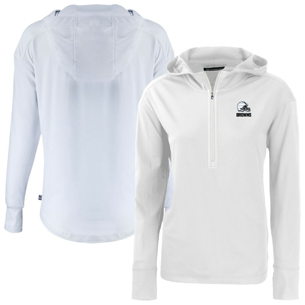 Cleveland Browns Cutter & Buck Women's Daybreak Eco Recycled Half-Zip Hoodie - White online