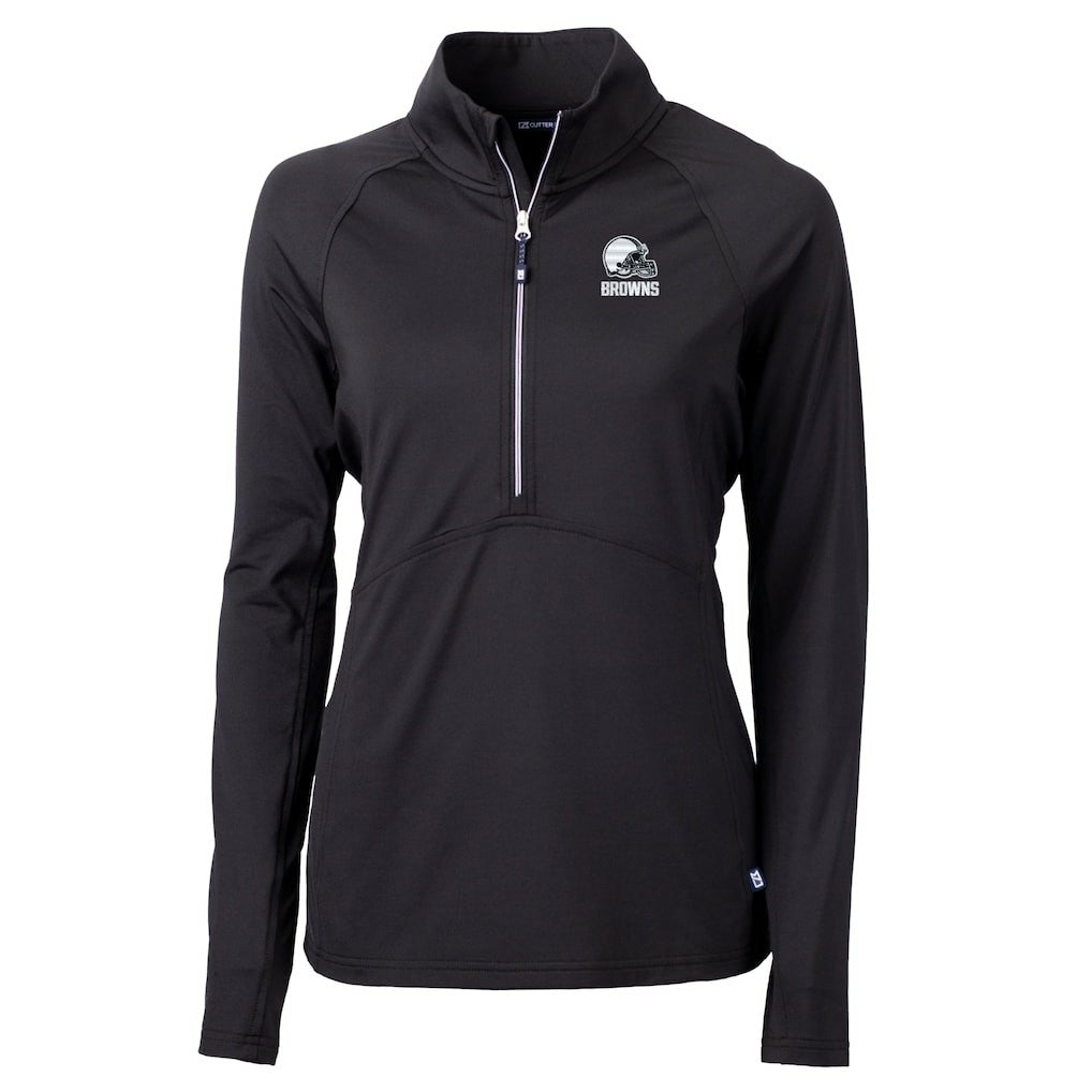 Cleveland Browns Cutter & Buck Women's Adapt Eco Knit Stretch Recycled Half-Zip Pullover Top - Black cheap