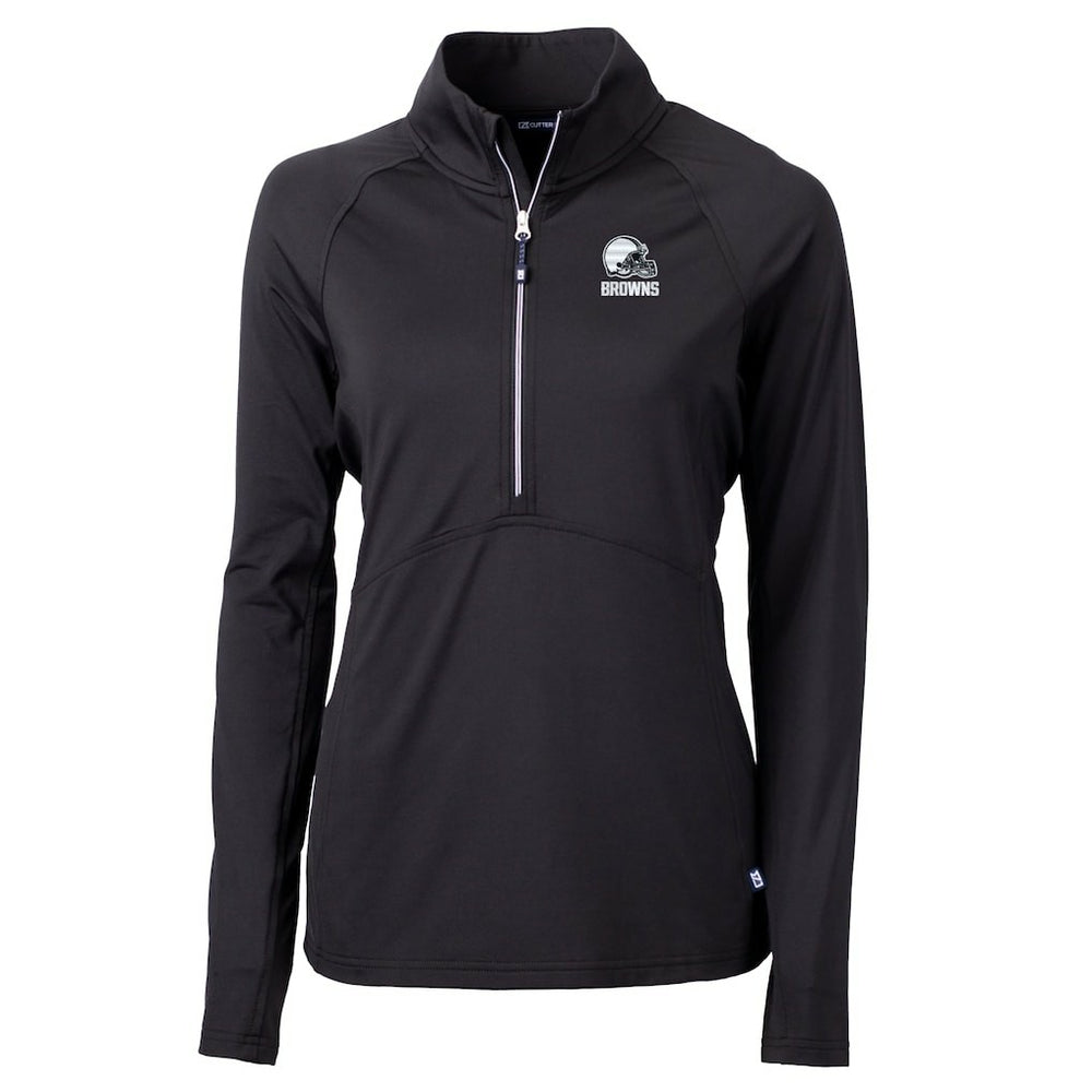 Cleveland Browns Cutter & Buck Women's Adapt Eco Knit Stretch Recycled Half-Zip Pullover Top - Black cheap
