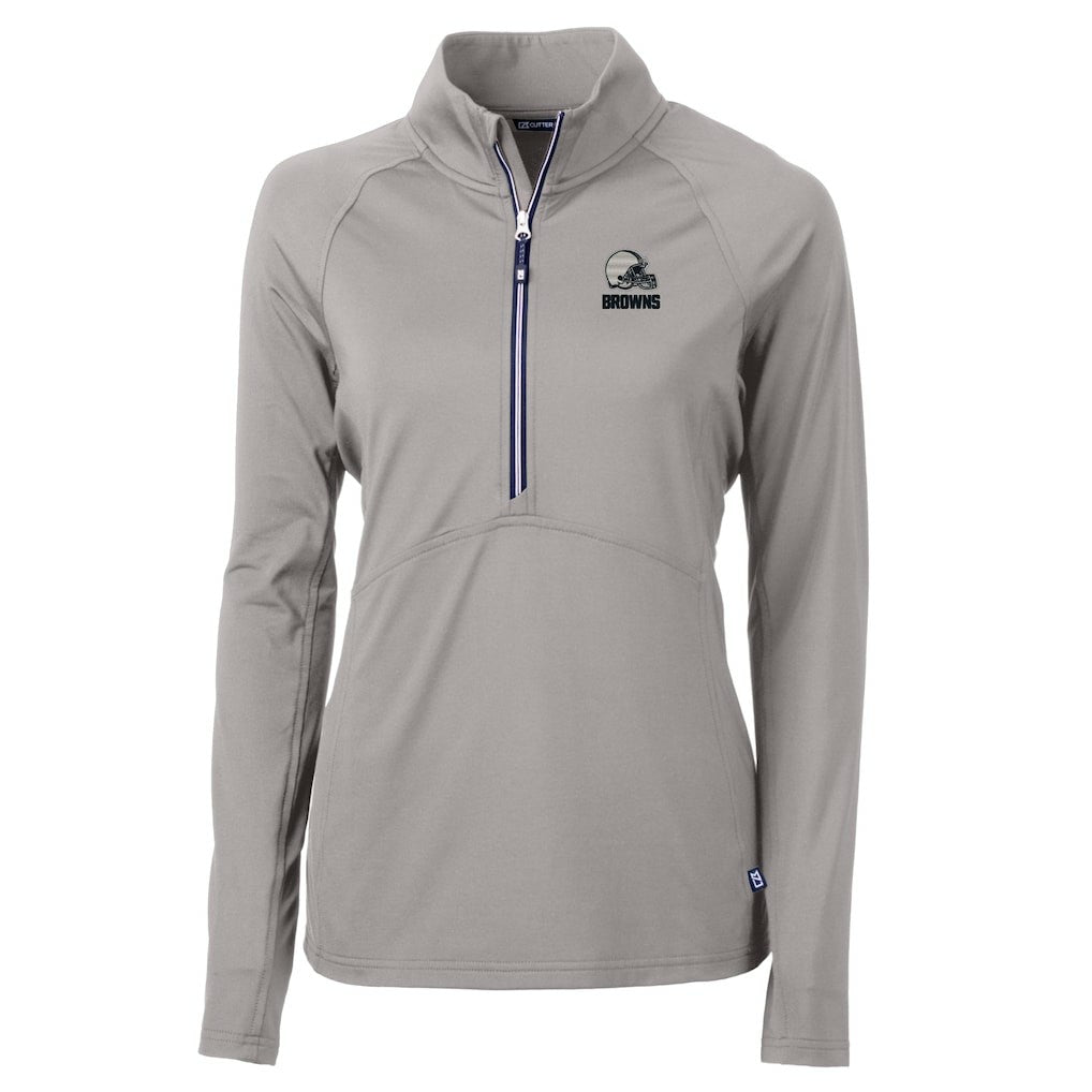 Cleveland Browns Cutter & Buck Women's Adapt Eco Knit Stretch Recycled Half-Zip Pullover Top - Gray discount