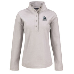Cleveland Browns Cutter & Buck Women's Hunts Point Eco Textured Fleece Recycled Quarter-Snap Pullover - Gray on sale