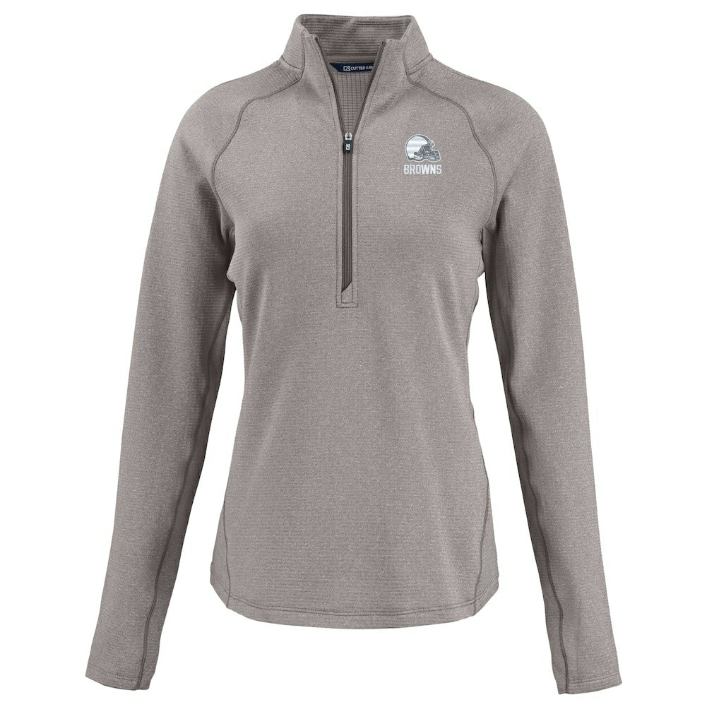 Cleveland Browns Cutter & Buck Women's Peshastin Eco Fleece Recycled Half-Zip Pullover Top - Heather Gray online