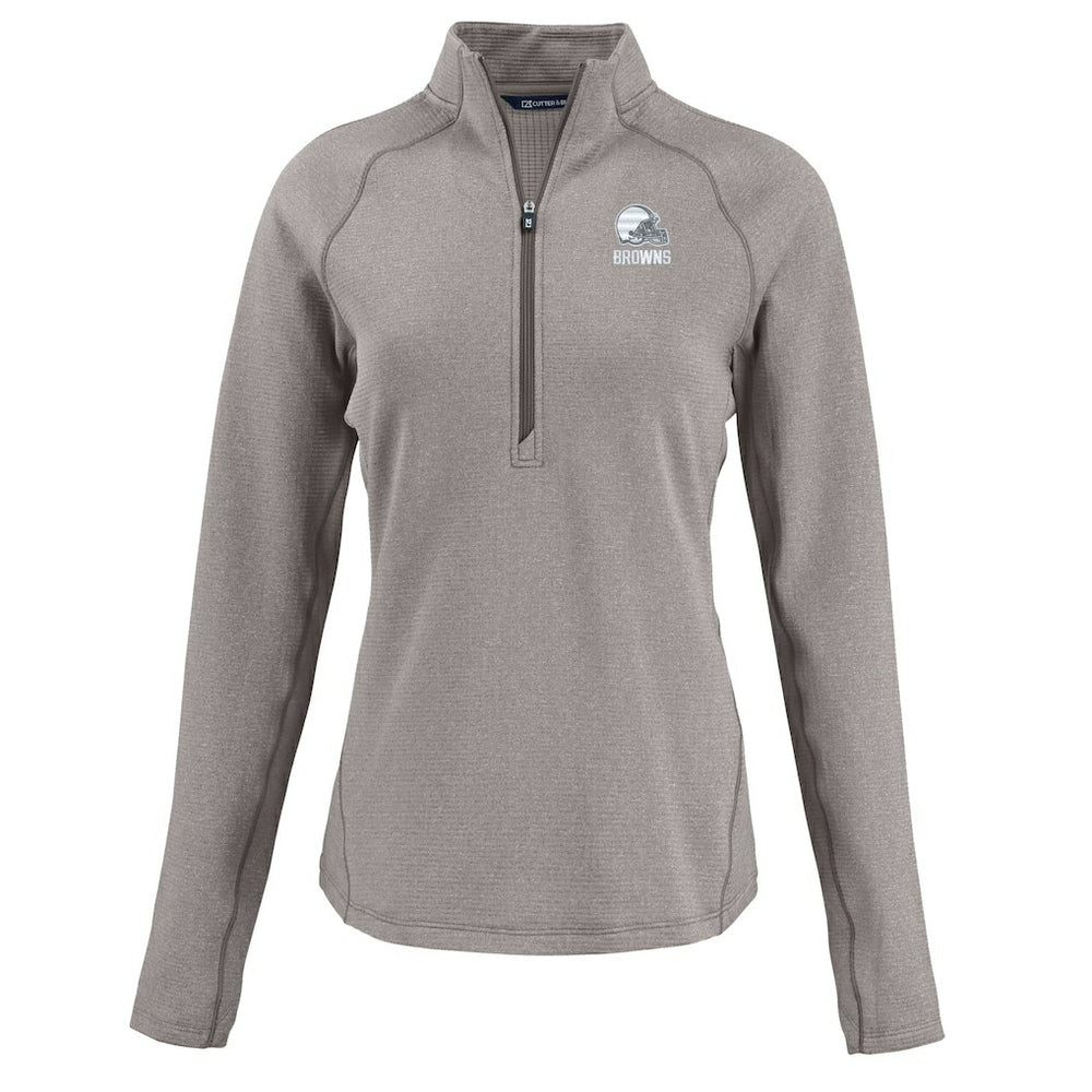 Cleveland Browns Cutter & Buck Women's Peshastin Eco Fleece Recycled Half-Zip Pullover Top - Heather Gray online