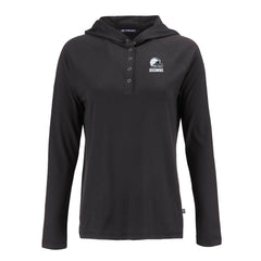 Cleveland Browns Cutter & Buck Women's Coastline Epic Comfort Eco Recycled Quarter-Snap Long Sleeve Hoodie T-Shirt - Black for sale