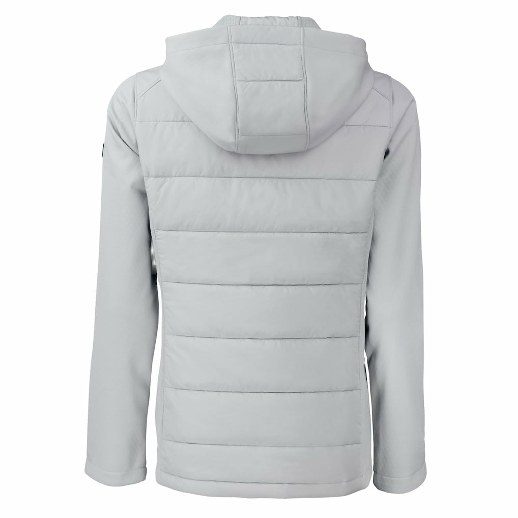 Cleveland Browns Cutter & Buck Women's Evoke Hybrid Eco Softshell Recycled Full-Zip Hooded Jacket - Gray for sale