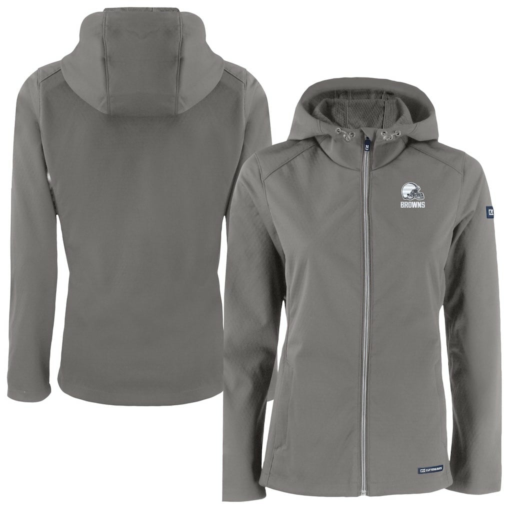Cleveland Browns Cutter & Buck Women's Evoke Eco Softshell Recycled Full-Zip Hoodie Jacket - Gray online