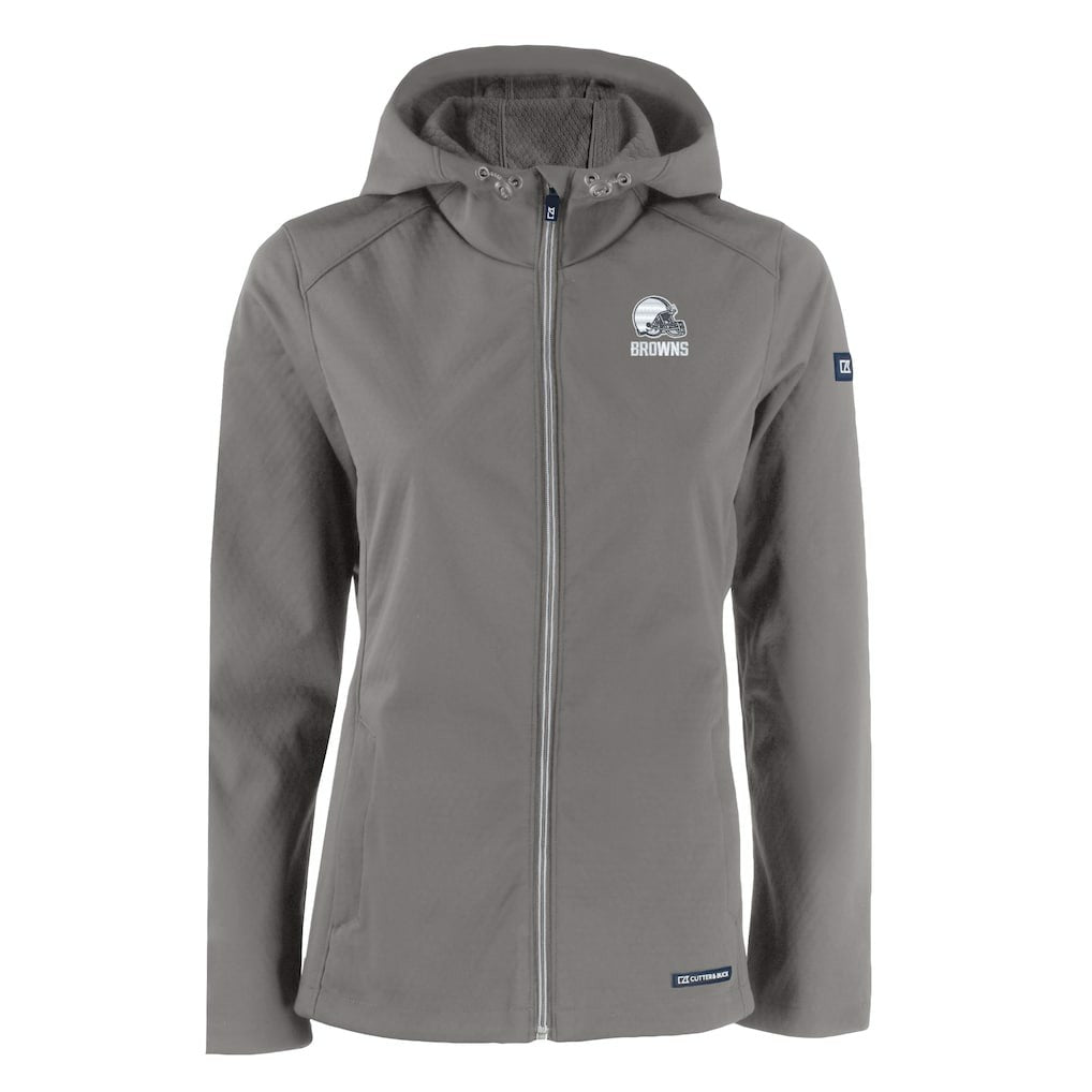 Cleveland Browns Cutter & Buck Women's Evoke Eco Softshell Recycled Full-Zip Hoodie Jacket - Gray online