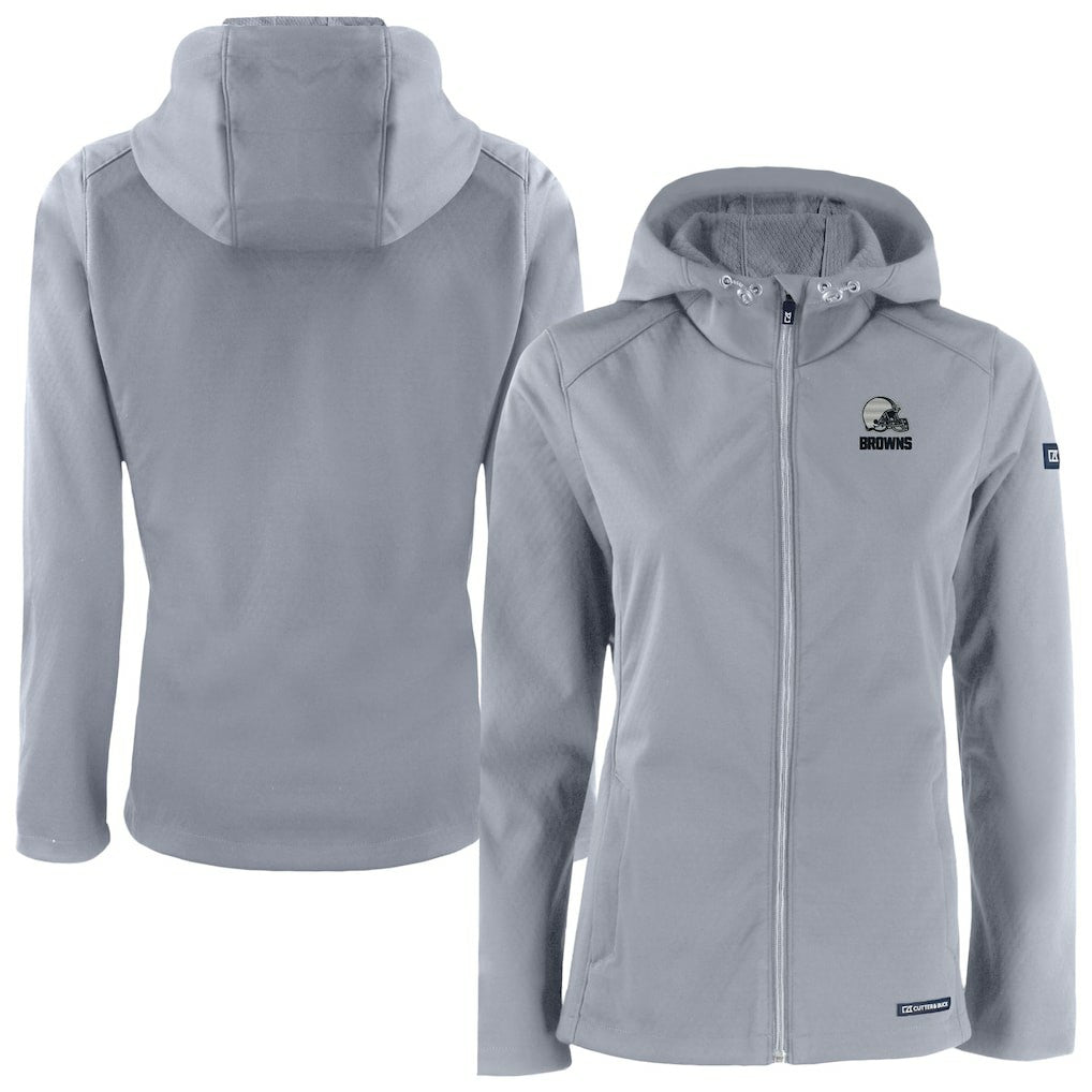 Cleveland Browns Cutter & Buck Women's Evoke Eco Softshell Recycled Full-Zip Hoodie Jacket - Gray sale