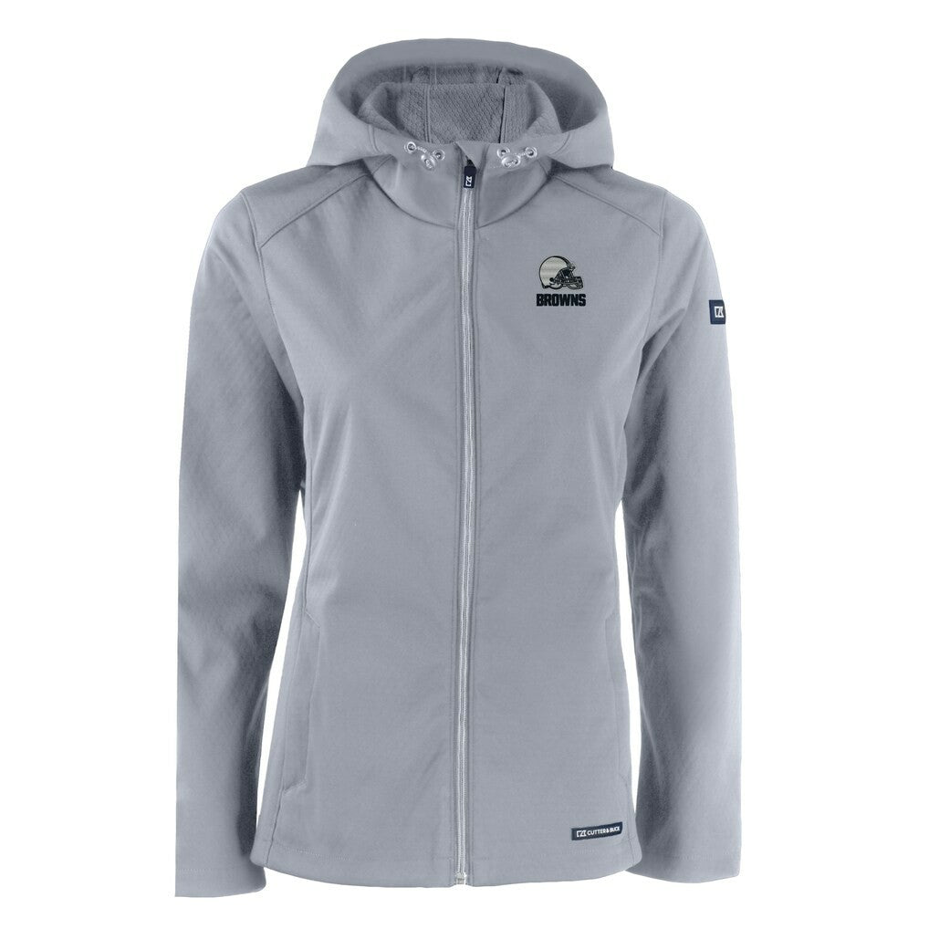 Cleveland Browns Cutter & Buck Women's Evoke Eco Softshell Recycled Full-Zip Hoodie Jacket - Gray sale