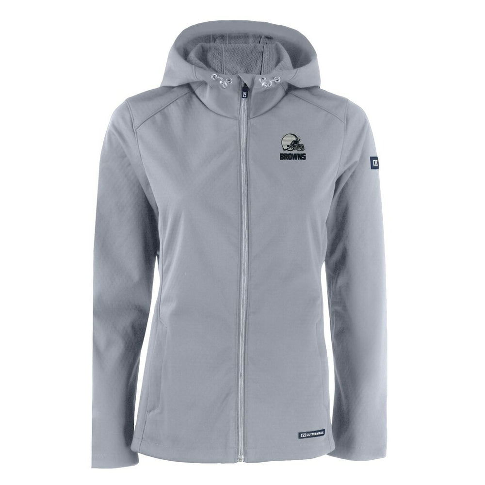 Cleveland Browns Cutter & Buck Women's Evoke Eco Softshell Recycled Full-Zip Hoodie Jacket - Gray sale