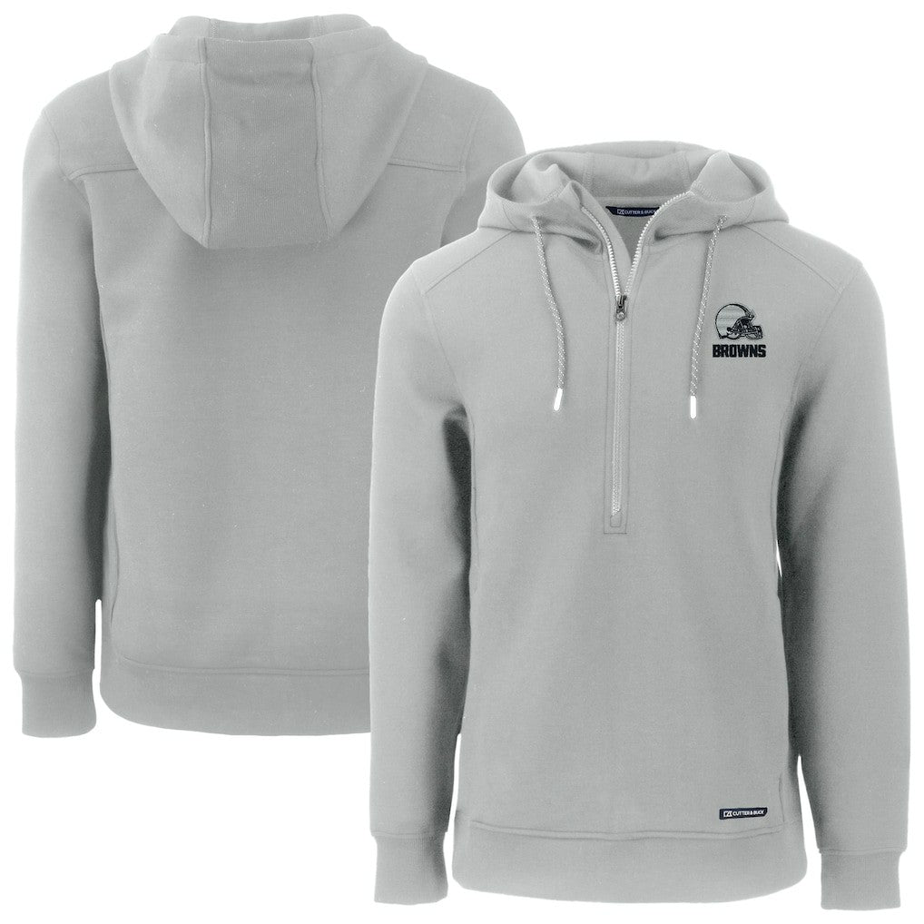 Cleveland Browns Cutter & Buck Roam Eco Recycled Half-Zip Pullover Hoodie - Gray cheap