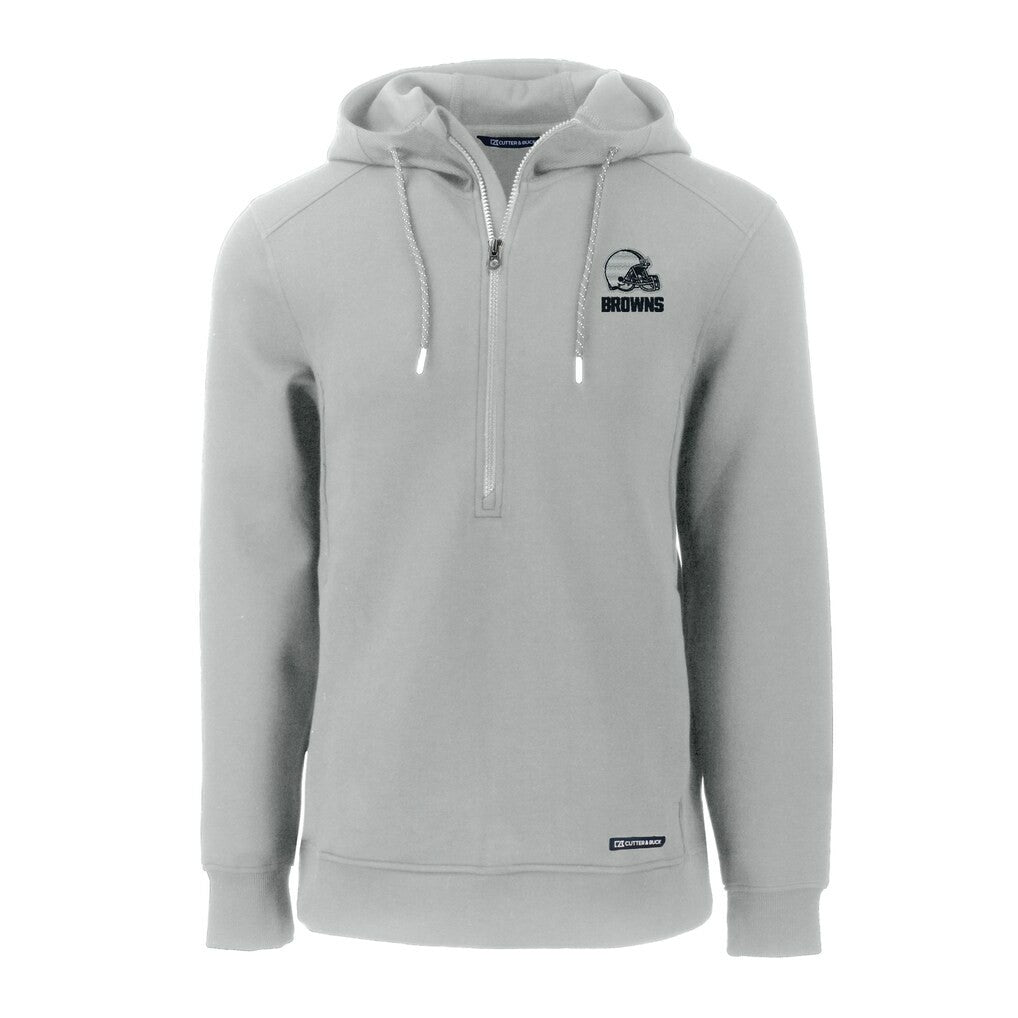 Cleveland Browns Cutter & Buck Roam Eco Recycled Half-Zip Pullover Hoodie - Gray cheap