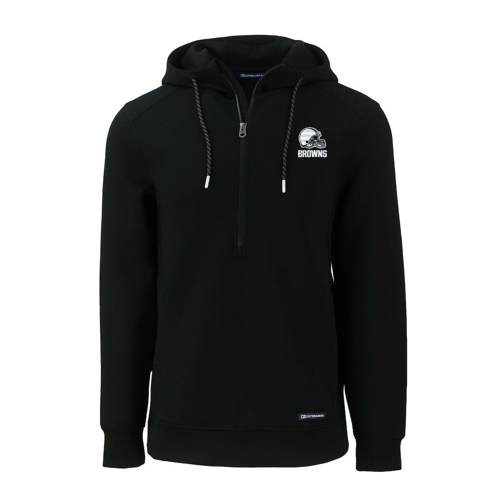 Cleveland Browns Cutter & Buck Roam Eco Recycled Half-Zip Pullover Hoodie - Black outlet