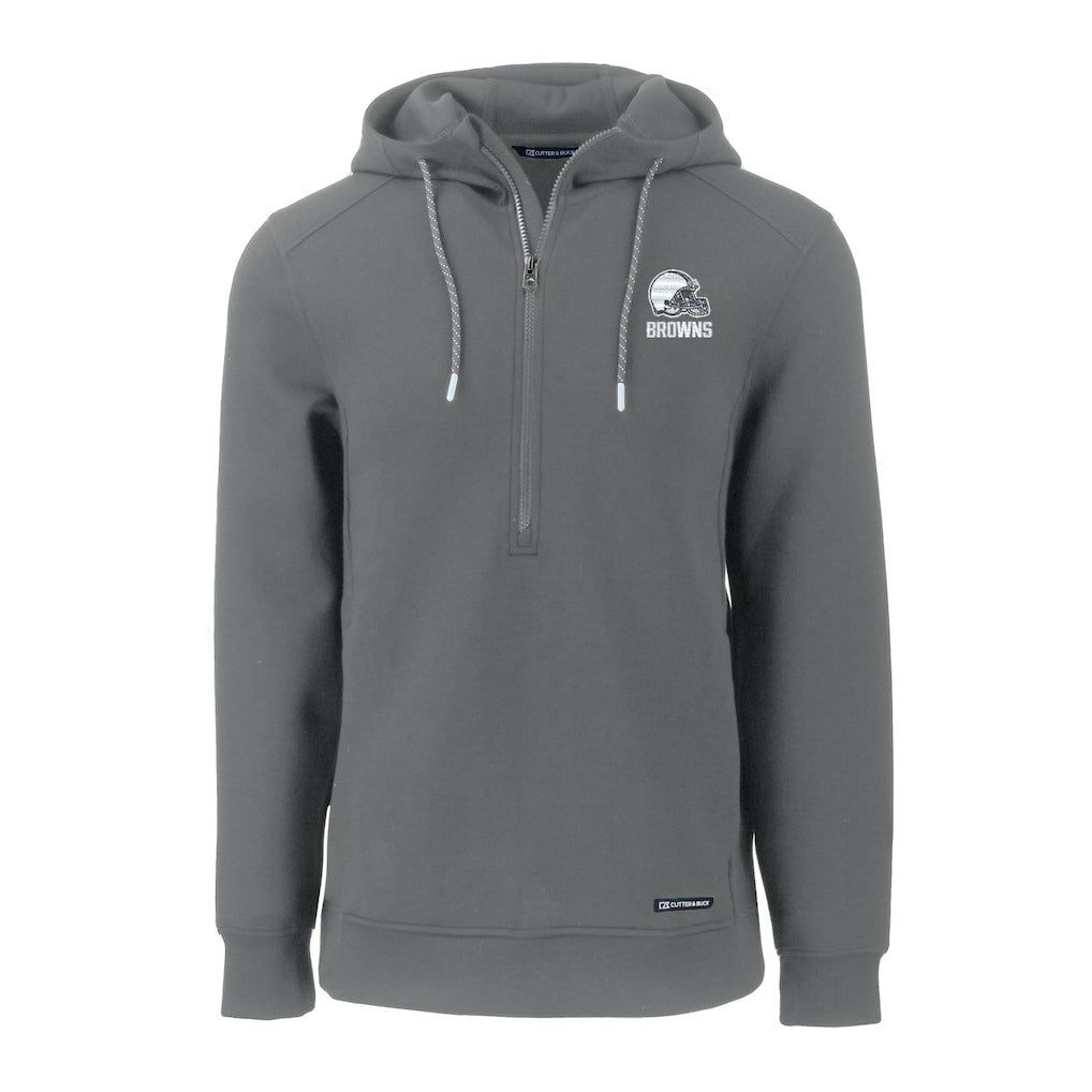 Cleveland Browns Cutter & Buck Roam Eco Recycled Half-Zip Pullover Hoodie - Gray on sale