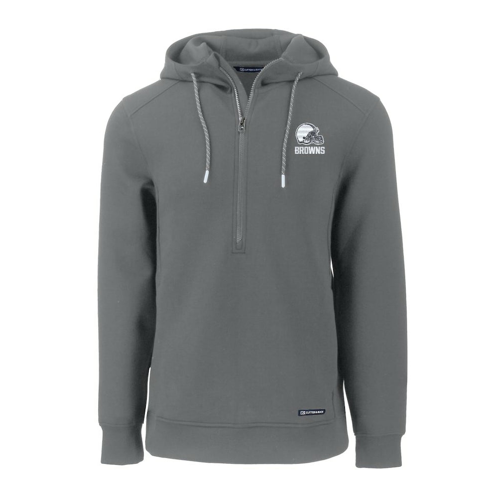 Cleveland Browns Cutter & Buck Roam Eco Recycled Half-Zip Pullover Hoodie - Gray on sale