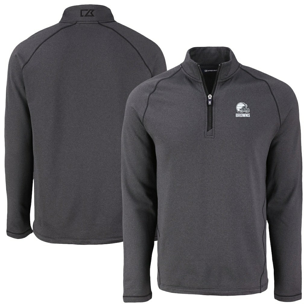 Cleveland Browns Cutter & Buck Peshastin Eco Fleece Recycled Half-Zip Pullover - Heather Black discount