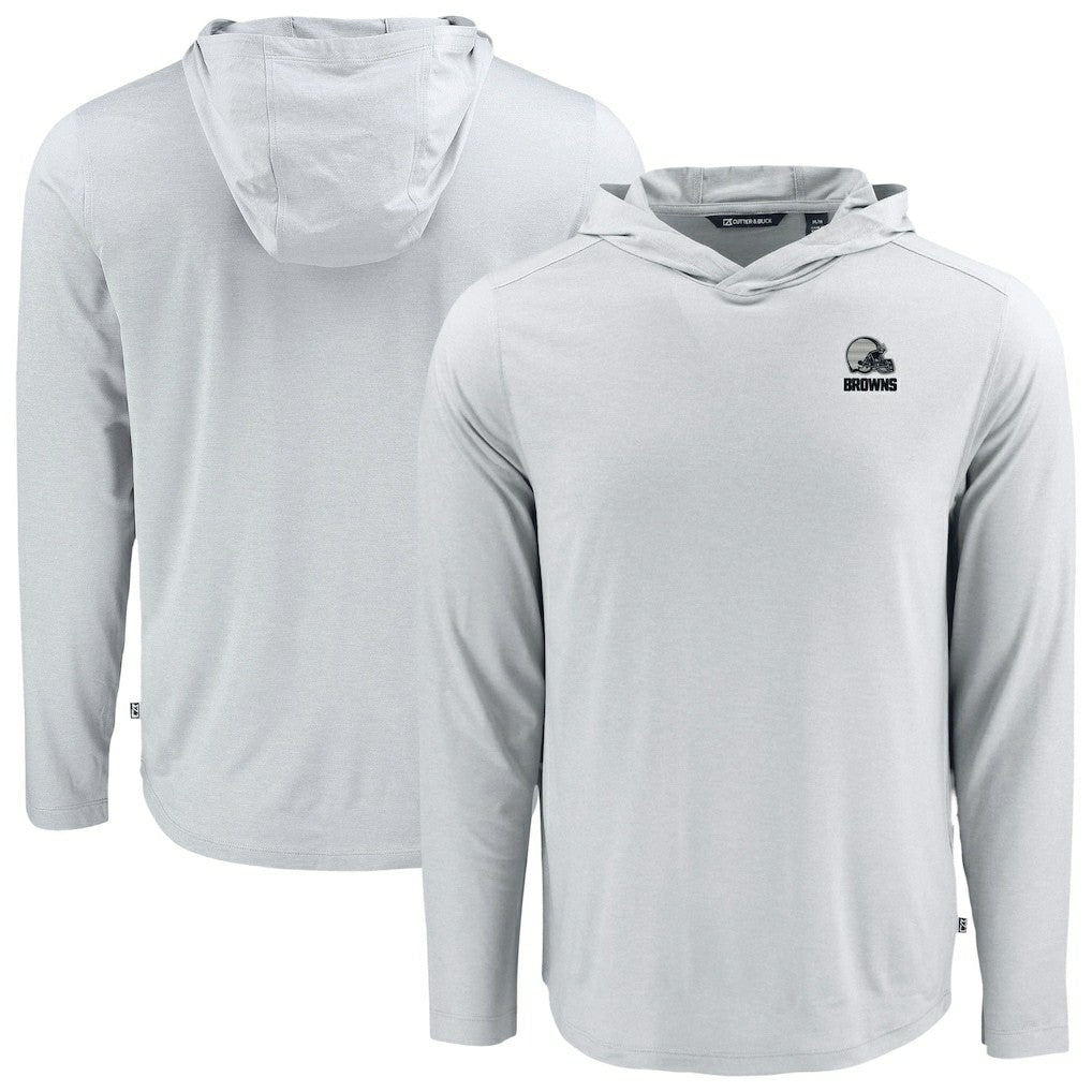 Cleveland Browns Cutter & Buck Coastline Epic Comfort Eco Recycled Long Sleeve Hooded T-Shirt - Gray for sale