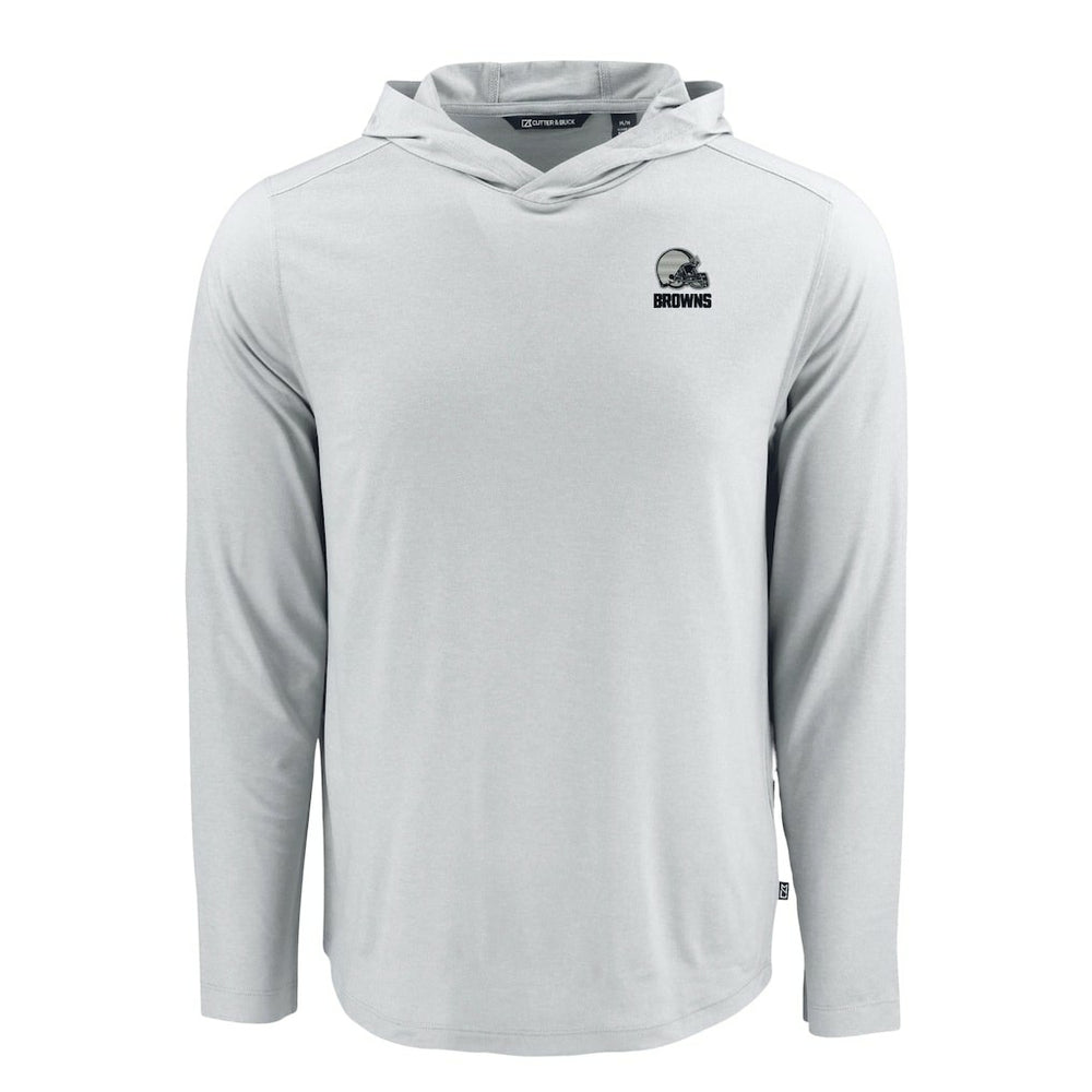 Cleveland Browns Cutter & Buck Coastline Epic Comfort Eco Recycled Long Sleeve Hooded T-Shirt - Gray for sale