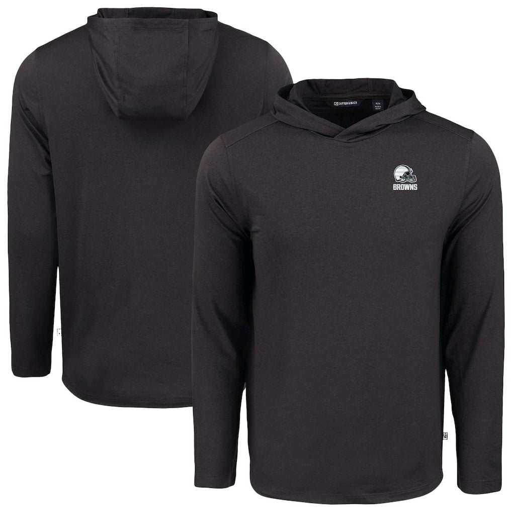 Cleveland Browns Cutter & Buck Coastline Epic Comfort Eco Recycled Long Sleeve Hooded T-Shirt - Black outlet