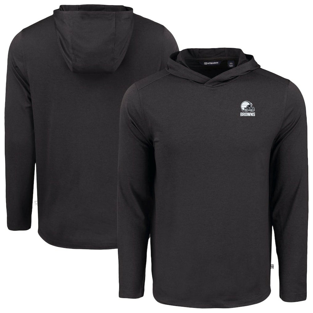 Cleveland Browns Cutter & Buck Coastline Epic Comfort Eco Recycled Long Sleeve Hooded T-Shirt - Black outlet