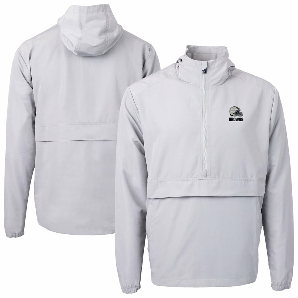 Cleveland Browns Cutter & Buck Charter Eco Recycled Anorak Half-Zip Hoodie Jacket - Gray cheap