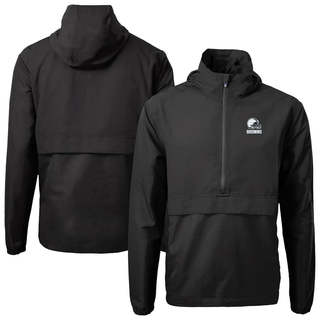 Cleveland Browns Cutter & Buck Charter Eco Recycled Anorak Half-Zip Hoodie Jacket - Black discount