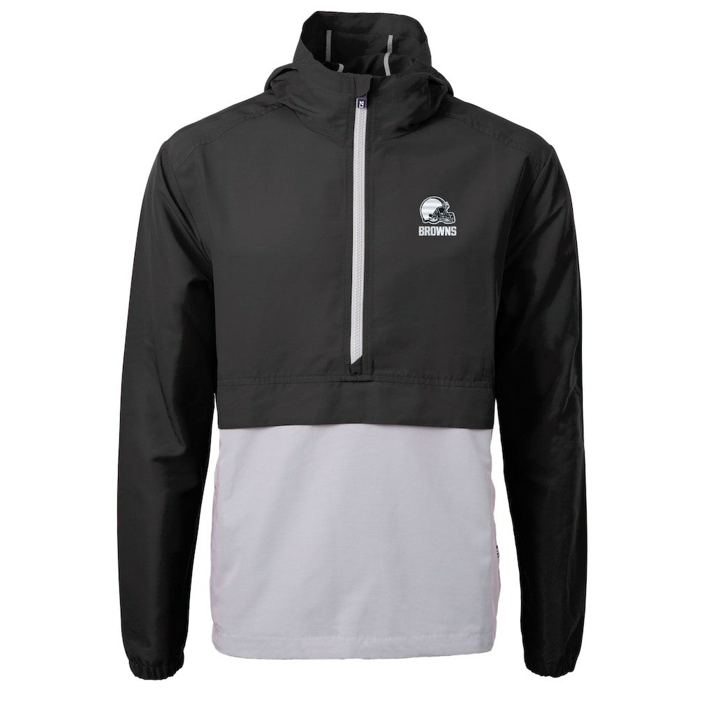 Cleveland Browns Cutter & Buck Charter Eco Recycled Anorak Half-Zip Hoodie Jacket - Black on sale