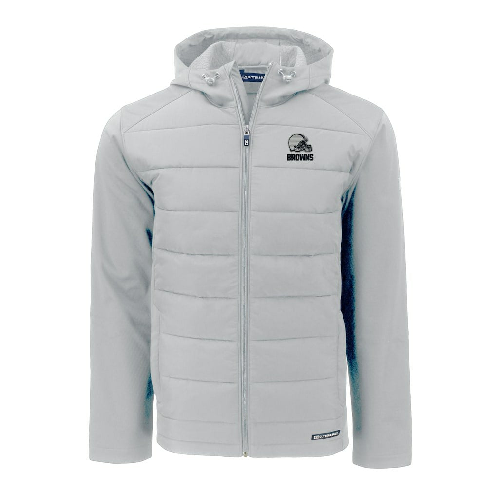 Cleveland Browns Cutter & Buck Evoke Hybrid Eco Softshell Recycled Full-Zip Hooded Jacket - Gray sale