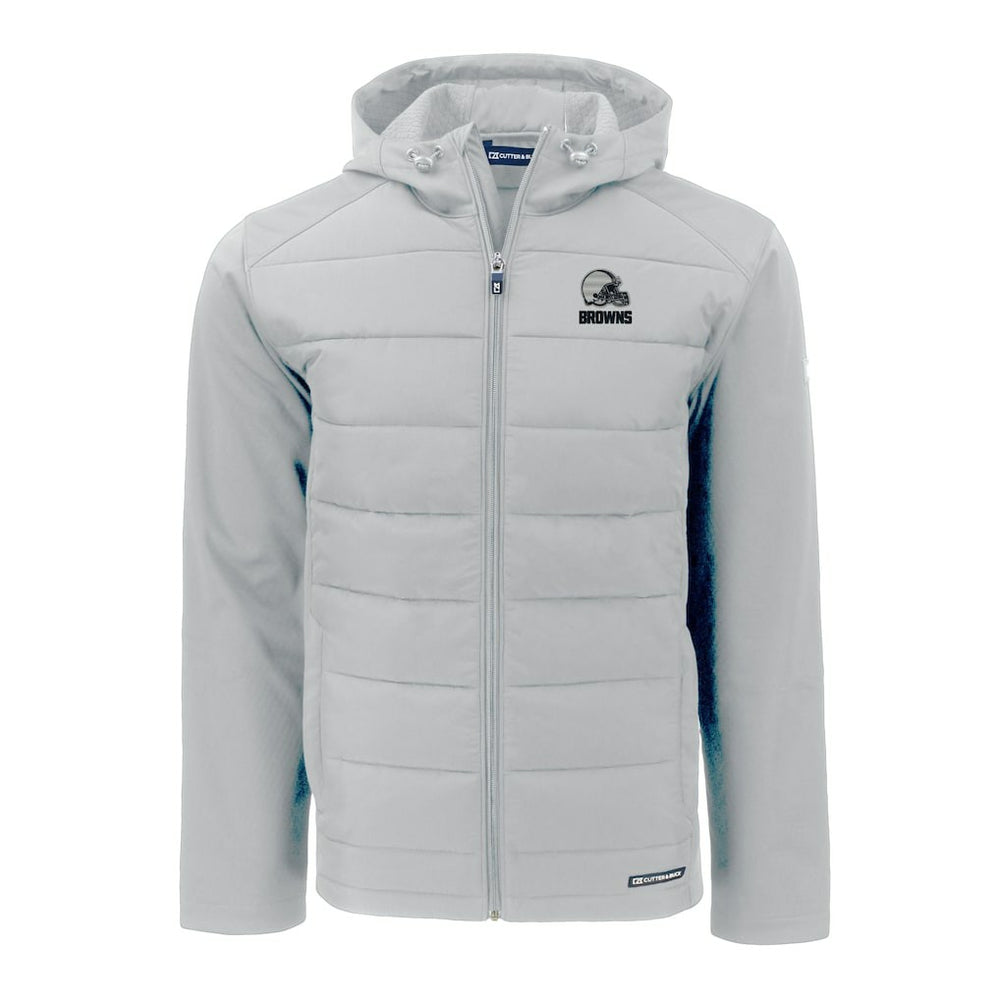 Cleveland Browns Cutter & Buck Evoke Hybrid Eco Softshell Recycled Full-Zip Hooded Jacket - Gray sale