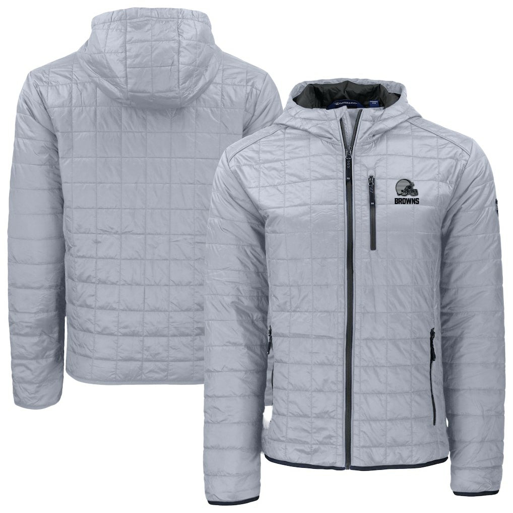 Cleveland Browns Cutter & Buck Rainier Primaloft Eco Full-Zip Hooded Jacket - Gray outlet