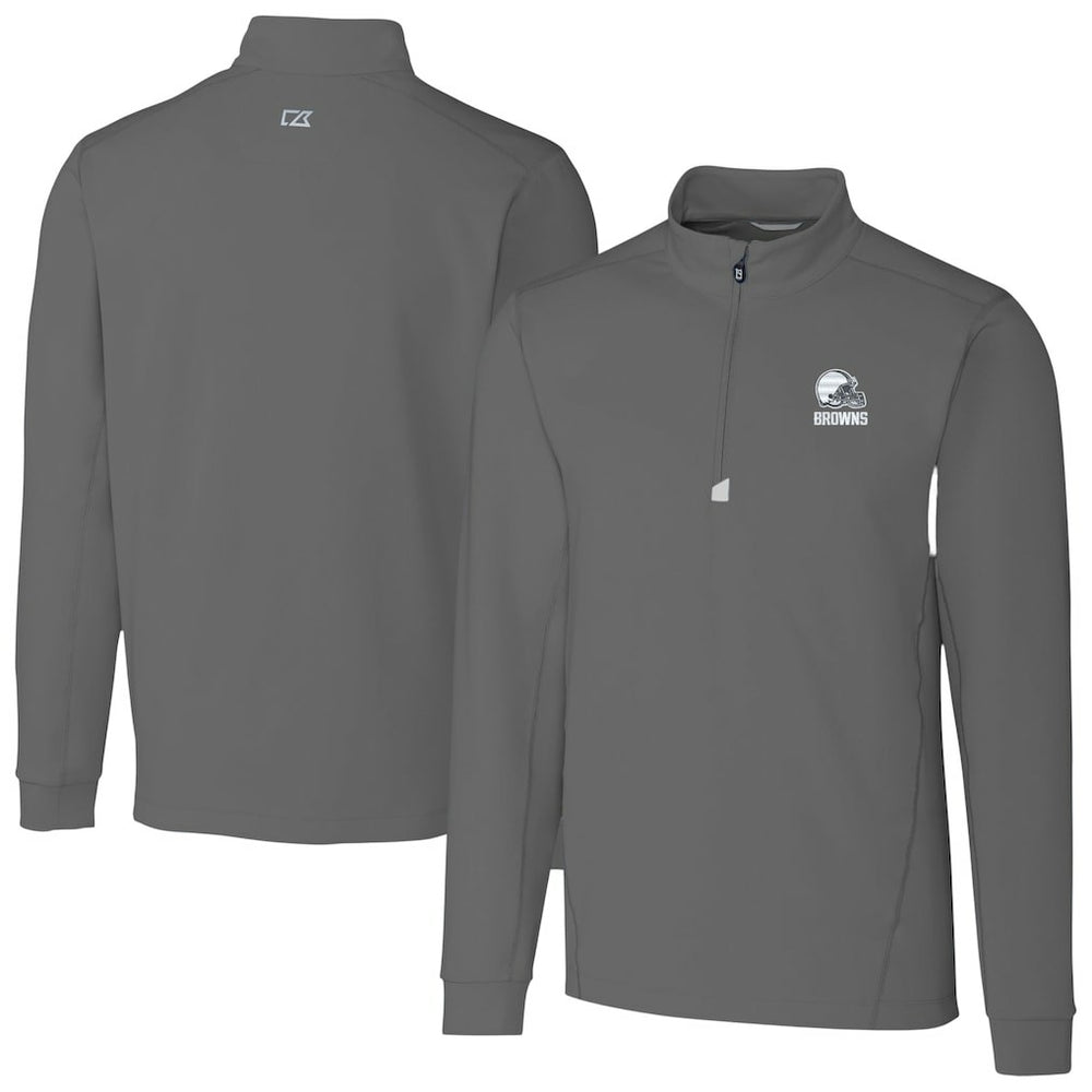 Cleveland Browns Cutter & Buck Big & Tall Traverse Stretch Eco Quarter-Zip Pullover Top - Gray cheap