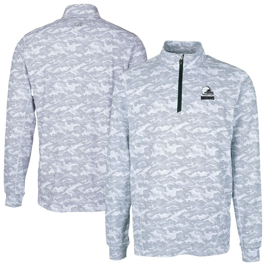 Cleveland Browns Cutter & Buck Big & Tall Traverse Stretch Eco Camo Print Quarter-Zip Top - Charcoal outlet