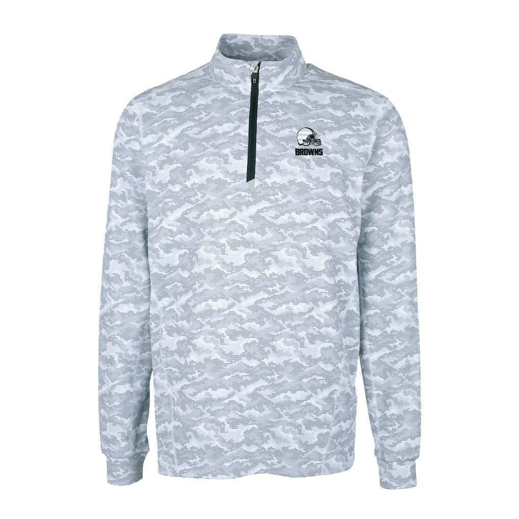 Cleveland Browns Cutter & Buck Big & Tall Traverse Stretch Eco Camo Print Quarter-Zip Top - Charcoal outlet