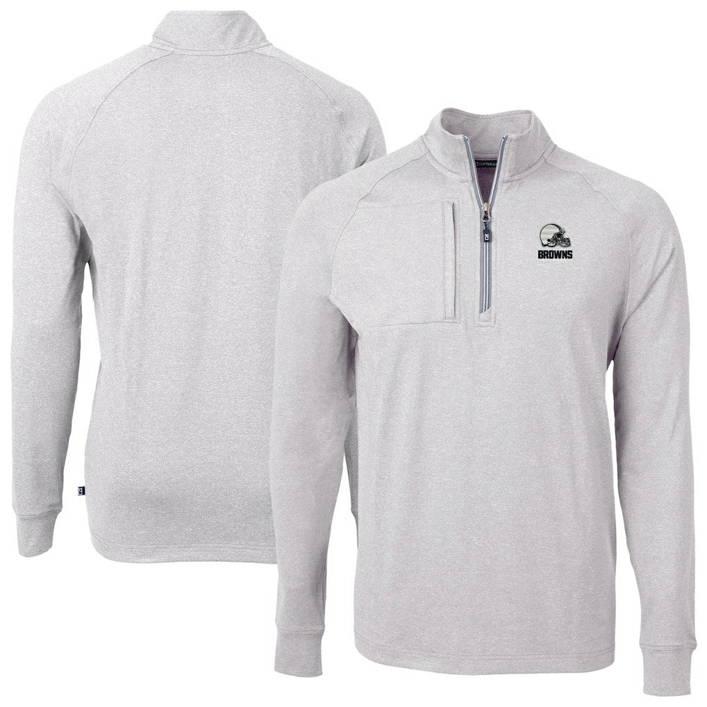 Cleveland Browns Cutter & Buck Big & Tall Adapt Eco Knit Quarter-Zip Top - Heather Gray sale