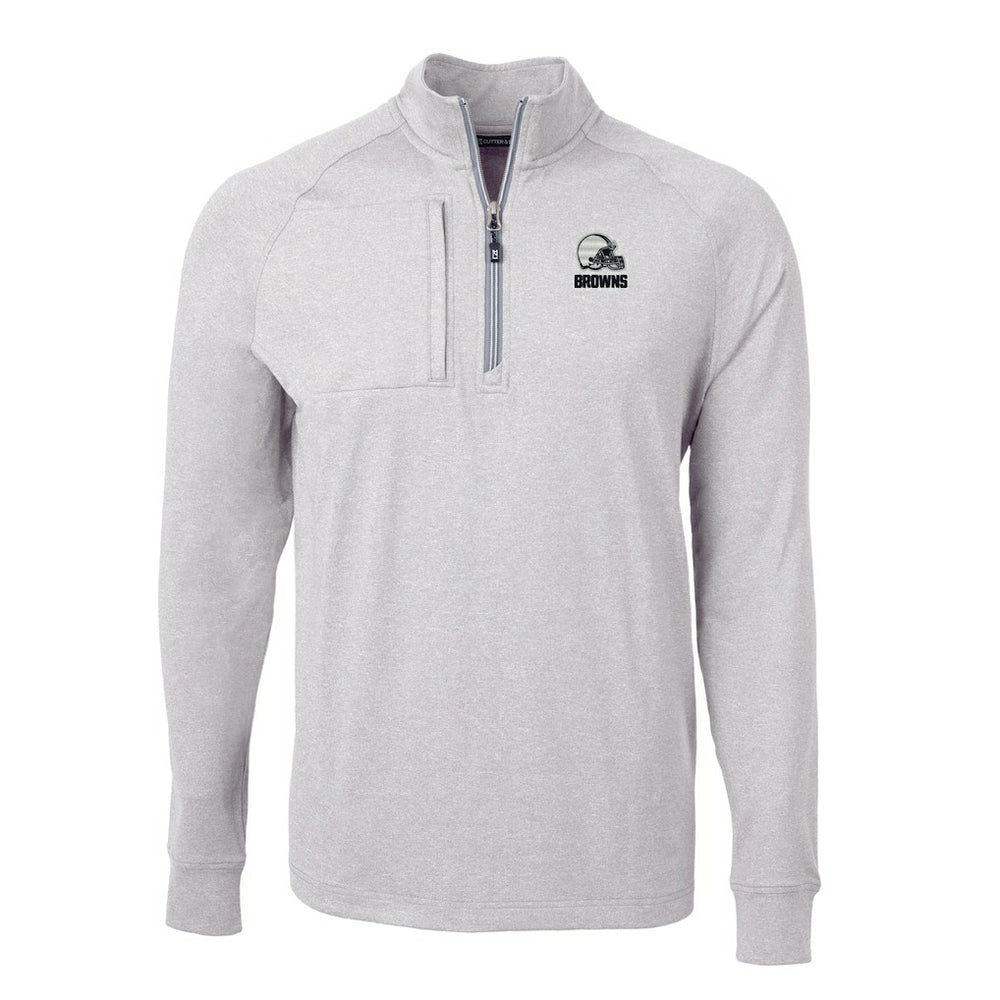 Cleveland Browns Cutter & Buck Big & Tall Adapt Eco Knit Quarter-Zip Top - Heather Gray sale