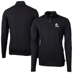 Cleveland Browns Cutter & Buck Big & Tall Virtue Eco Pique Recycled Quarter-Zip Pullover Top - Black online
