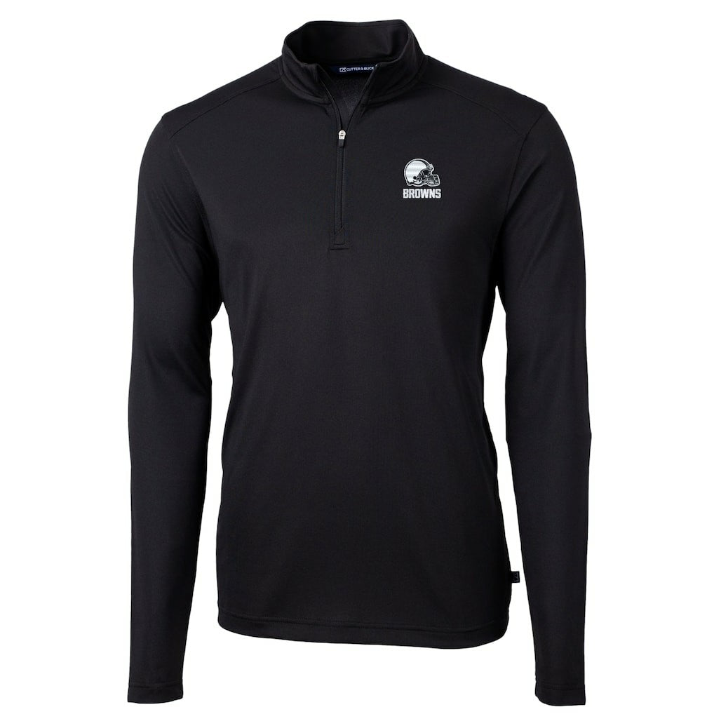 Cleveland Browns Cutter & Buck Big & Tall Virtue Eco Pique Recycled Quarter-Zip Pullover Top - Black online