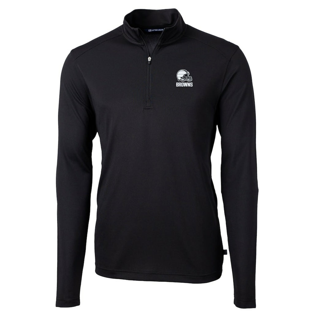 Cleveland Browns Cutter & Buck Big & Tall Virtue Eco Pique Recycled Quarter-Zip Pullover Top - Black online