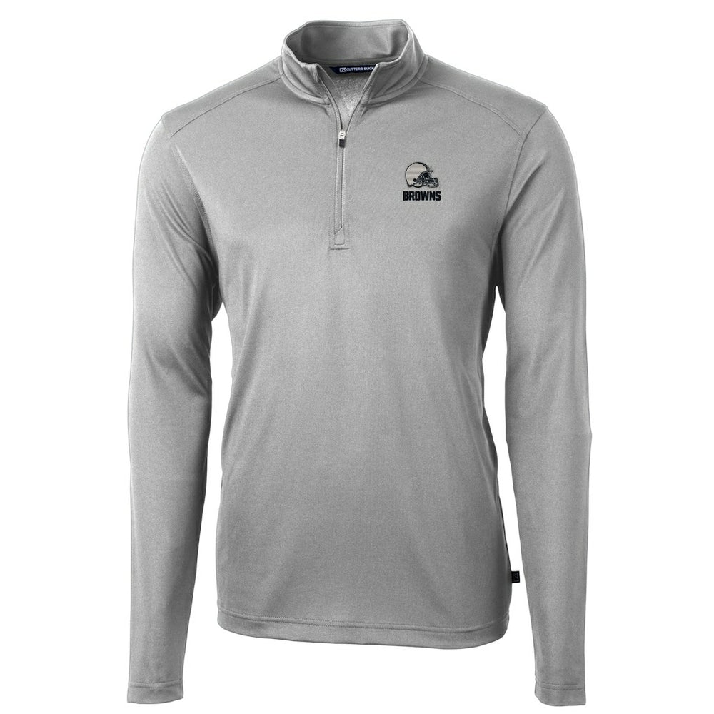 Cleveland Browns Cutter & Buck Big & Tall Virtue Eco Pique Recycled Quarter-Zip Pullover Top - Gray cheap