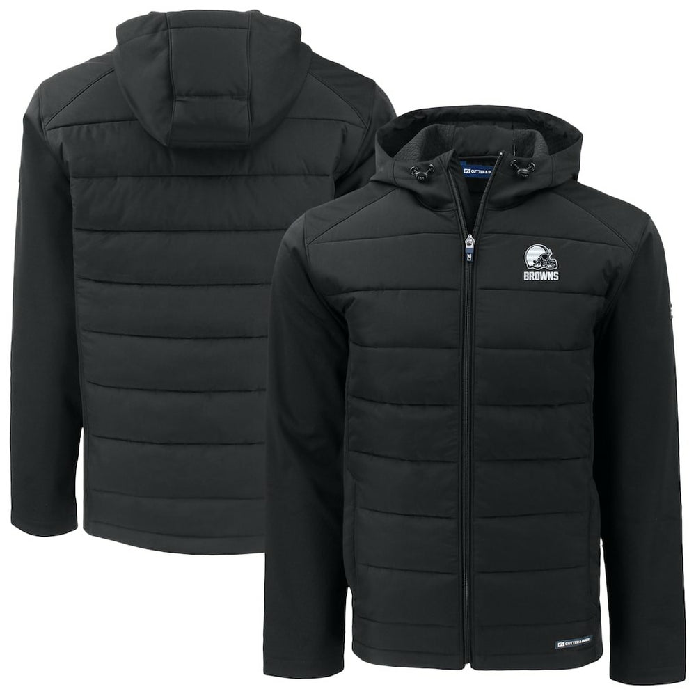 Cleveland Browns Cutter & Buck Big & Tall Evoke Hybrid Eco Softshell Recycled Full-Zip Hooded Jacket - Black outlet