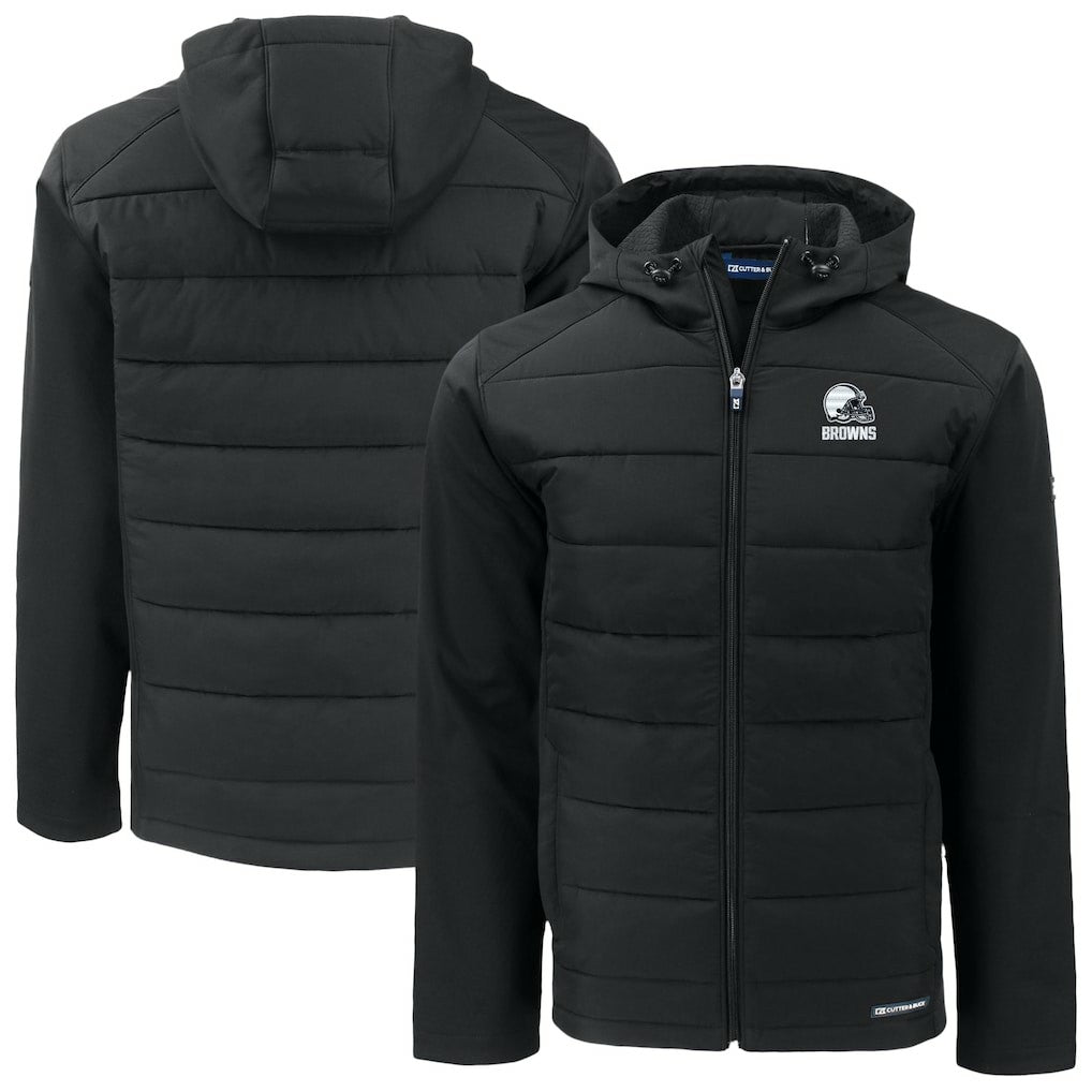 Cleveland Browns Cutter & Buck Big & Tall Evoke Hybrid Eco Softshell Recycled Full-Zip Hooded Jacket - Black outlet